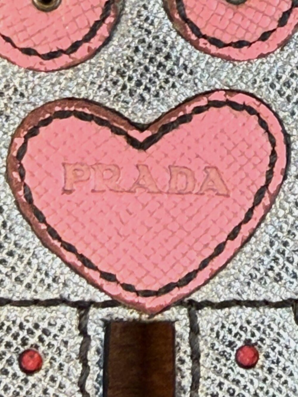 Prada Vintage Saffiano Leather Robot Heart Keychain Bag Charm with COA - Picture 3 of 10